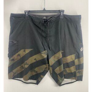 Volcom Mod Tech Board Shorts Men 42 10" Camo Striped Swim Trunks